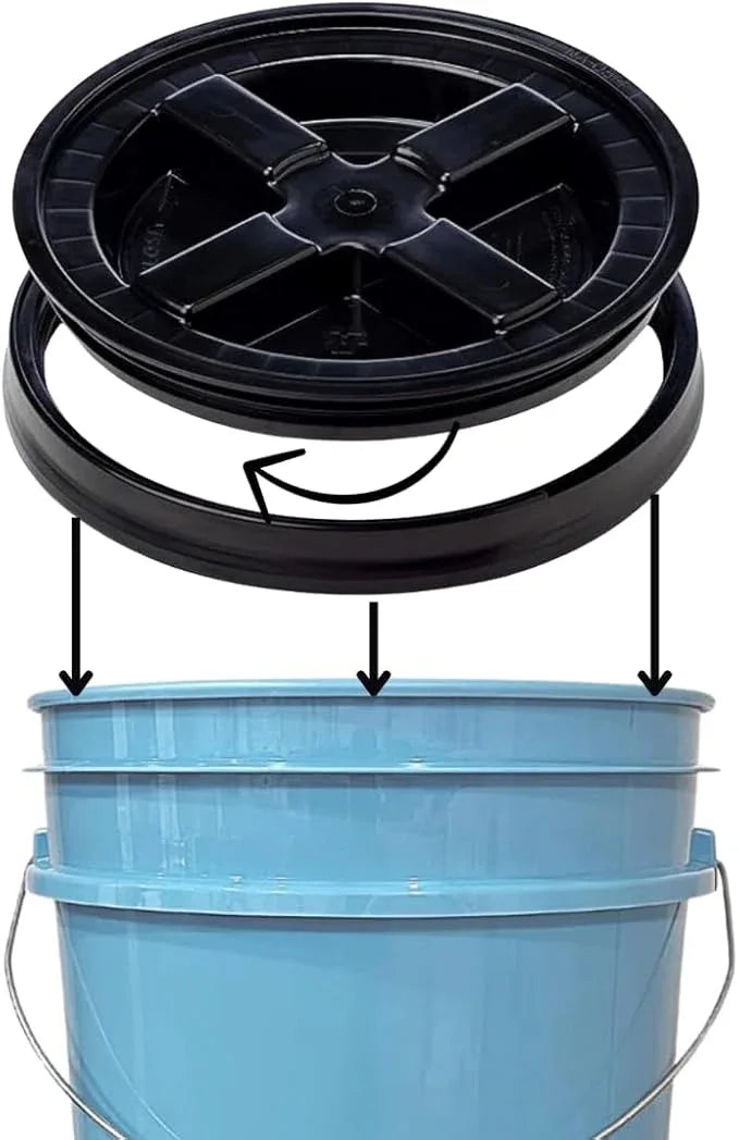 House Naturals 5 Gallon Food Grade BPA Free Bucket Light Blue Pail with Black Double Gasket Screw on Lid (Pack of 2) - NeatNest