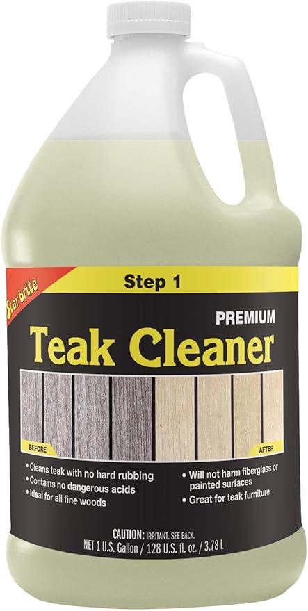 STAR BRITE Premium Teak Cleaner - Restore, Renew & Refresh Old Weathered Gray Teak Furniture & Other Fine Woods - Step 1-1 GAL (081400N) - NeatNest