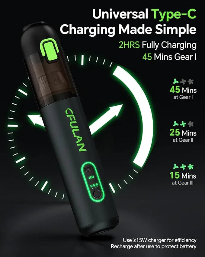 Car Vacuum Portable Cordless, 21KPa 4-in-1 Handheld Mini Vacuum Cleaner with 8 Attachments, 3 Suction Modes, One-Touch Empty, Type-C Charge, Hand Vacuum for Car, Home, Keyboard, Small Job - NeatNest
