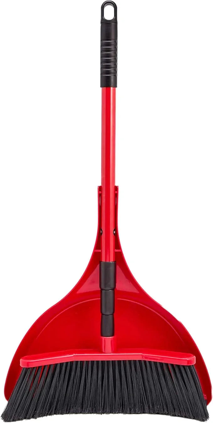 Da Vinci Curved Angle Broom & Dustpan Combo Pack - Heavy Duty Wide Broom for Indoor/Outdoor Sweeping, Steel Telescopic Handle, Durable PVC Bristles, Ideal for Pet Hair, Dust, Kitchen & Rough Surfaces - NeatNest