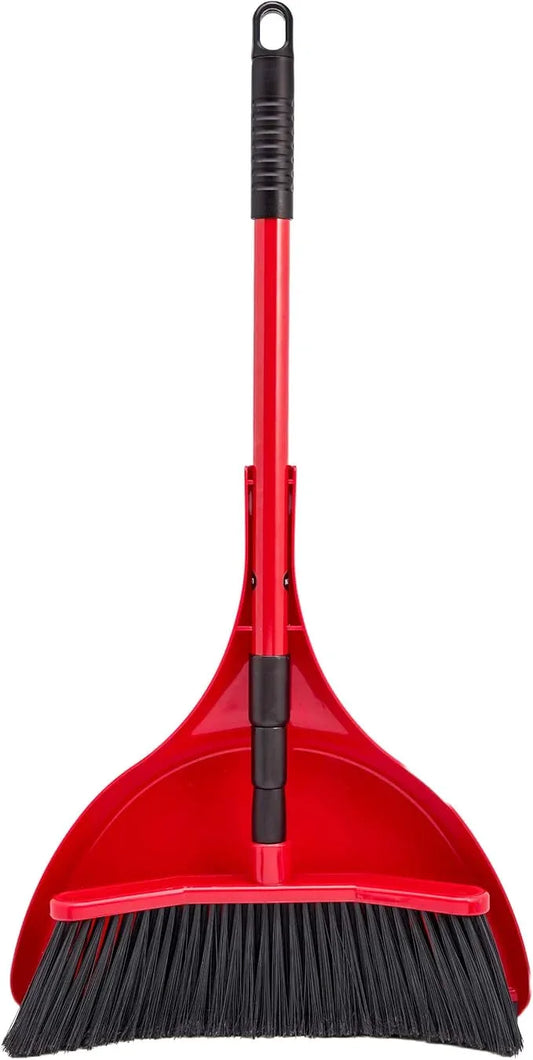 Da Vinci Curved Angle Broom & Dustpan Combo Pack - Heavy Duty Wide Broom for Indoor/Outdoor Sweeping, Steel Telescopic Handle, Durable PVC Bristles, Ideal for Pet Hair, Dust, Kitchen & Rough Surfaces - NeatNest