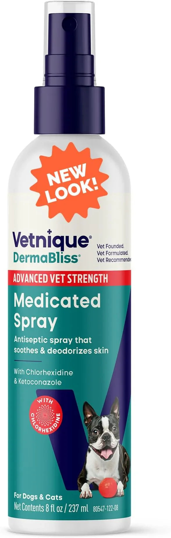 Vetnique Dermabliss Chlorhexidine for Dogs Skin Health - Antibacterial Medicated Spray - for Skin Infections & Irritation, Hot Spots & Redness Relief (Medicated Spray, 8oz) - NeatNest