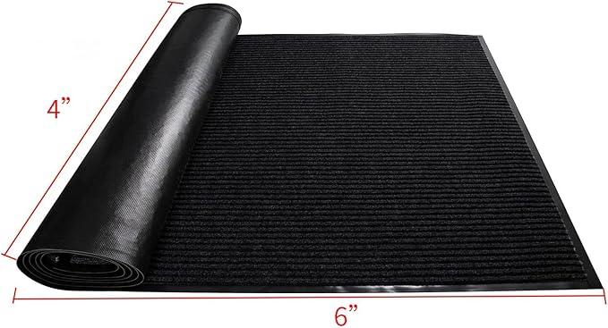TANYOYO 4' X 6' Commercial Grade Door Floor Mat Brush Step Entrance Mat Vinyl Backed Utility Doormat Heavy Duty Floor Rugs Commercial Outdoor Carpet Indoor Entrance Mat,Black - NeatNest