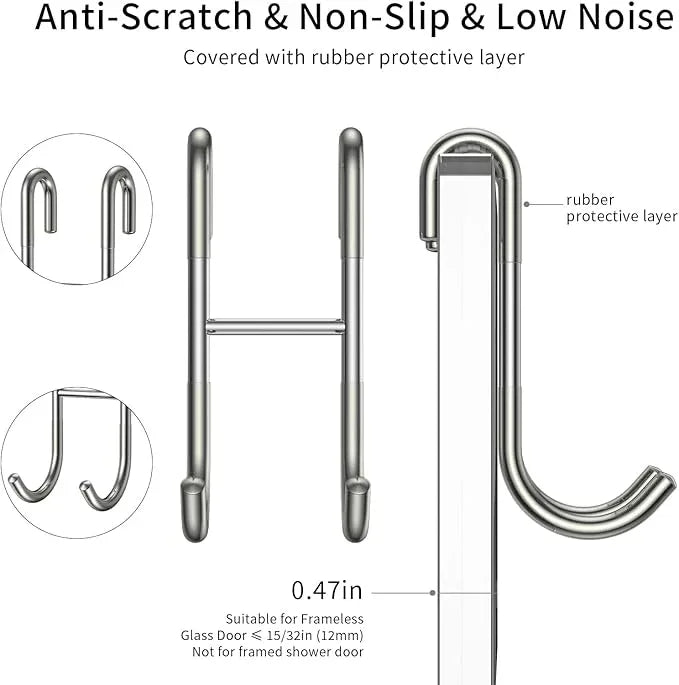 Shower Squeegee Set, 10-Inch Stainless Steel Squeegee for Bathroom, Shower Doors, Mirrors, Tiles, and Car Windows - 100% Streak Free, Includes Shower Door Hook, Adhesive Hook and Spare Silicone Blade - NeatNest