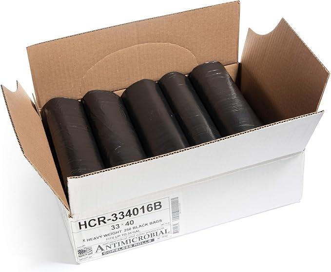 Aluf Plastics High Density Trash Bags, 33 Gallon, 250 Count, 16 Micron (eq), 33" x 40", Black, for Bathroom, Office, Industrial, Commercial, Janitorial, Municipal, Recycling - NeatNest
