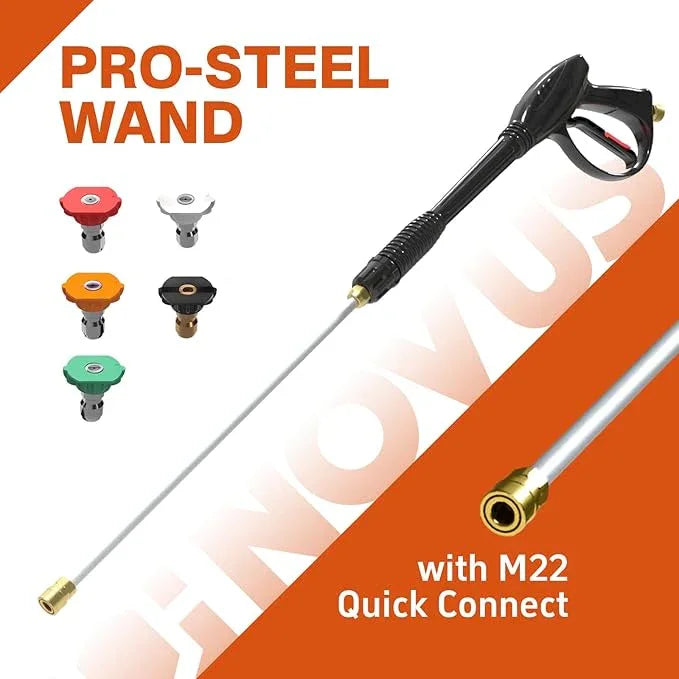 NOVUS Gas Pressure Washer, 3100 PSI 2.5 GPM Power Washer, 30FT Hose, 5 Nozzles, Onboard Soap Tank, Steel Spray Wand, Portable Gas Powered Pressure Washer for Vehicles Driveways Patios Fences Furniture - NeatNest