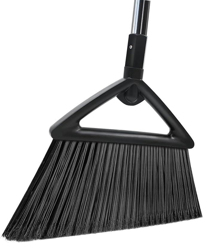 Heavy Duty Commercial Broom,Upgraded Angle Brooms for Sweeping Indoor and Outdoor,Perfect Black Broom of Kitchen,Garage - NeatNest