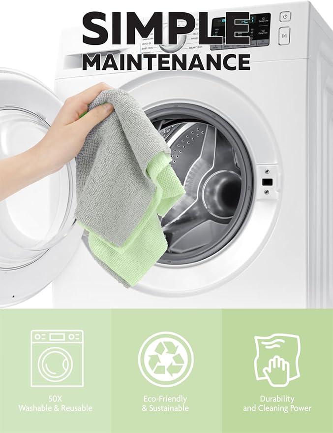 Fantasticlean Microfiber Cleaning Cloth Roll -75 Pack, Tear Away Microfiber Towels, 12" x 12", Reusable, Washable, Scratch Free, Ultra Absorbent Dish Rags for Car, Home, Garage or Shop (Green) - NeatNest