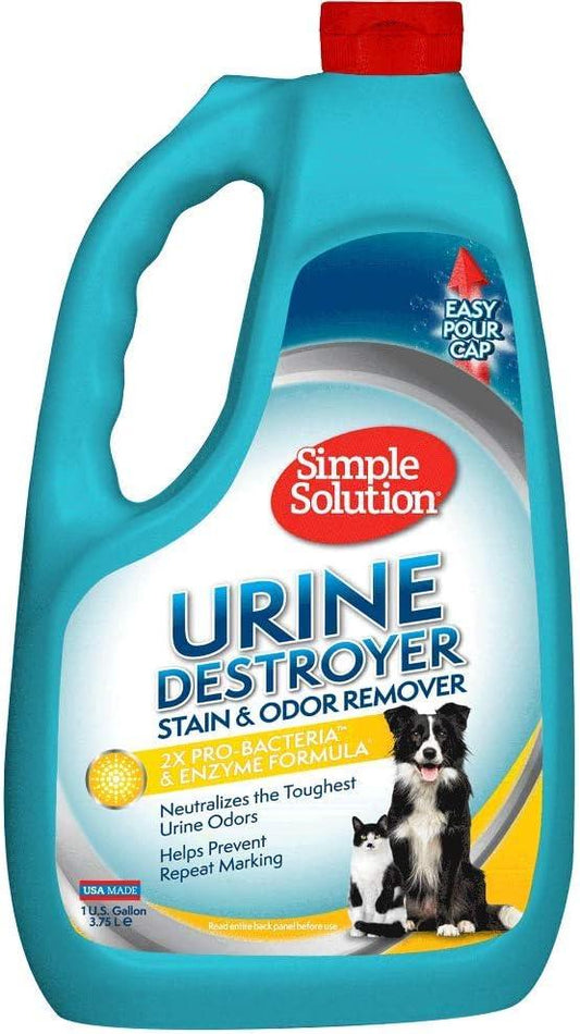 Simple Solution Urine Destroyer, Enzymatic Cleaner and Urine Odor Eliminator, Pet Stain Remover, Dog Pee Stain Destroyer, Cat Urine Neutralizer, Carpet Cleaner, Rug Deodorizer, Spot Cleaner, 1 Gallon - NeatNest