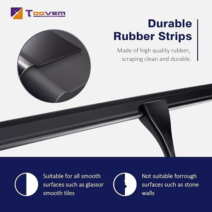 14'' Shower Squeegee, TOOVEM Squeegee for Shower Glass Door for Glass Doors, Windows, Bathroom, Car Windshield, Black - NeatNest