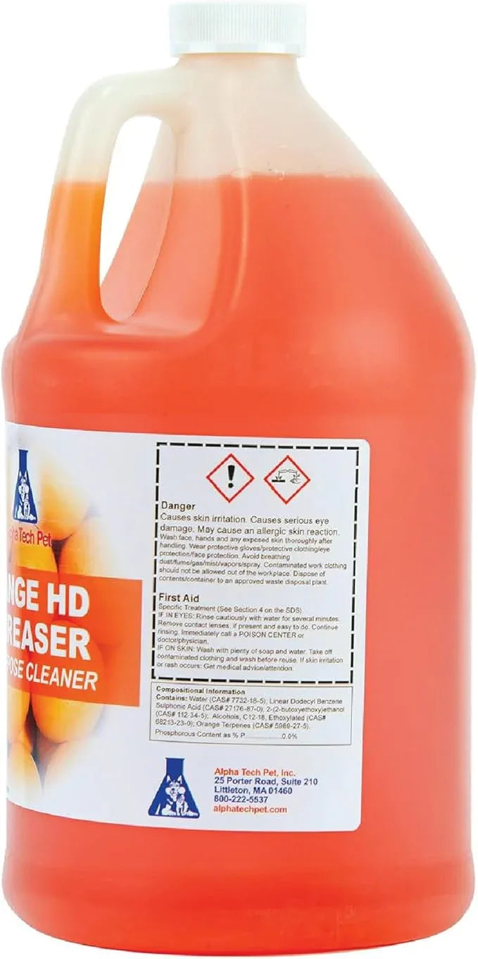 Orange HD Degreaser - Citrus Heavy Duty Degreaser and Cleaner for Tough Stains and Grease, Fast-Acting, Non-Corrosive Cleaner, 1 Gallon by Alpha Tech Pet - NeatNest