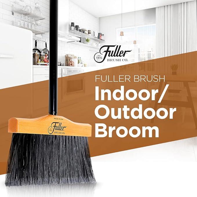 Fuller Brush 10-Inch Maple Wood Broom with 2 Piece Black Steel Threaded Handle for Indoor and Outdoor Cleaning on Hard Floors, Tile, Concrete, and Garage Surfaces - NeatNest