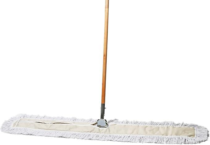 Commercial Dust Mop & Floor Sweeper, 48 in. Dust Mop for Hardwood Floors, Cotton Mop Head, Wooden Broom Handle, Industrial Dry Mop for Floor Cleaning & Janitorial Supplies - NeatNest