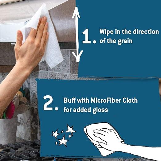 Tub O Towels Stainless Steel Appliance Cleaning Wipes - Clean, Polish, and Protect, 40-7” x 8” Wipes Per Tub, 2-Pack, White - NeatNest