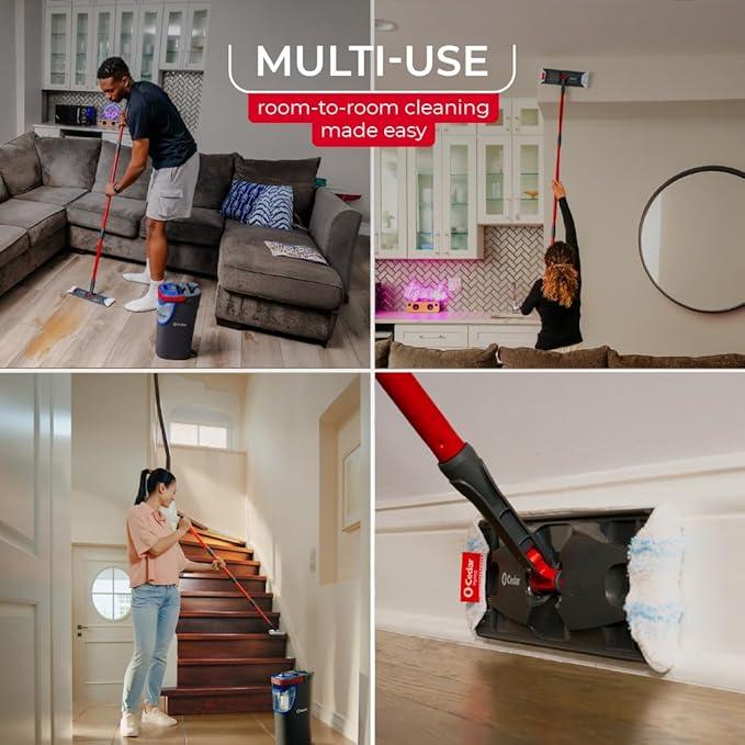 O-Cedar H2prO Flat Mop System | Quick Cleaning Tool | Clean with Clean Water | Machine Washable Reusable Microfiber Mop Pad | Safe on Wood Floors, Vinyl, Tile, Baseboards, Walls - NeatNest