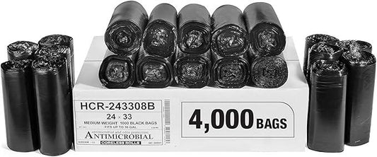 Aluf Plastics High Density Trash Bags, 16 Gallon, 4000 Count, 8 Micron (eq), 24" x 33", Black, for Bathroom, Office, Industrial, Commercial, Janitorial, Municipal, Recycling - NeatNest