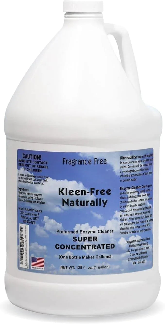 Kleen Free Naturally Enzyme Cleaner, Enzyme Solution, and Multi-Purpose Cleaner, Laundry Additive and More (Unscented, 128oz) - NeatNest