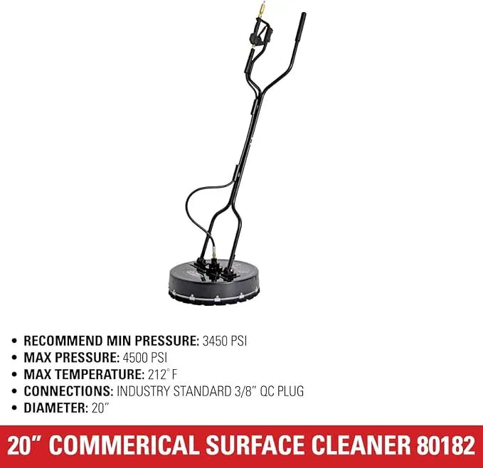 Simpson Cleaning 80182 Universal 20" Industrial Pressure Washer Surface Cleaner for Hot and Cold Water Machines, 3/8" Quick Connection, Recommended min 3450 PSI up to max of 4500 PSI, Black - NeatNest