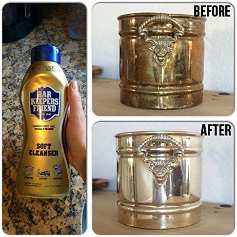 BAR KEEPERS FRIEND Soft Cleanser Liquid (13 OZ) and Non Scratch Scouring Scrubber Kit | Multipurpose, Stainless Steel, Rust, Soft Cleaner with Heavy Duty Non Scratch DishCloth - NeatNest