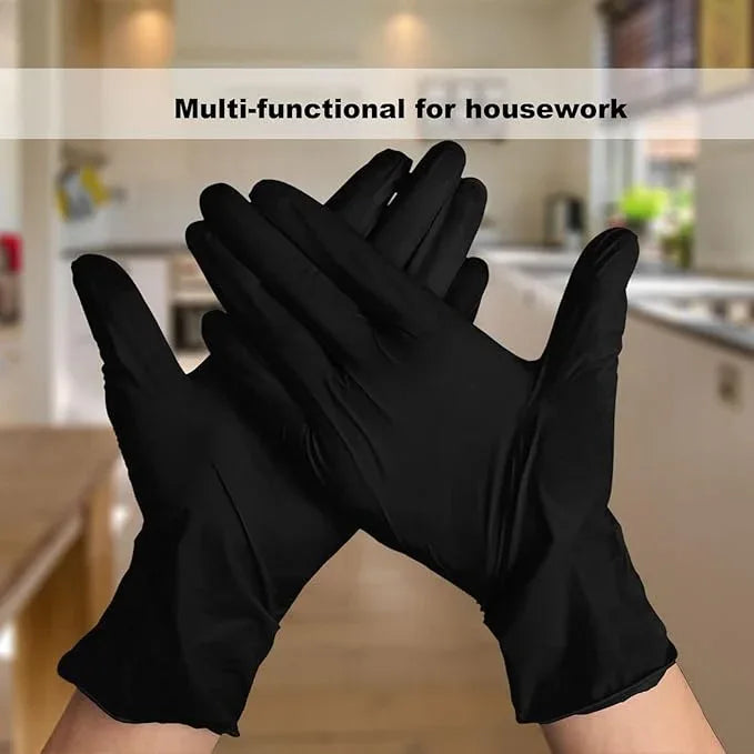Disposable Gloves Small, Nitrile and Vinyl Blend Material Gloves, Latex Free 4 Mil 200 Pc Food Grade Glove for Cleaning, Food Prep, Hair Dye, Tattoo, Black - NeatNest
