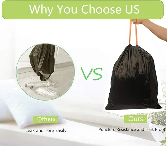 Besli 8 Gallon Black Drawstring Trash Bag Garbage Bag Trash Can Liner,0.9 Mil,90 Counts - NeatNest