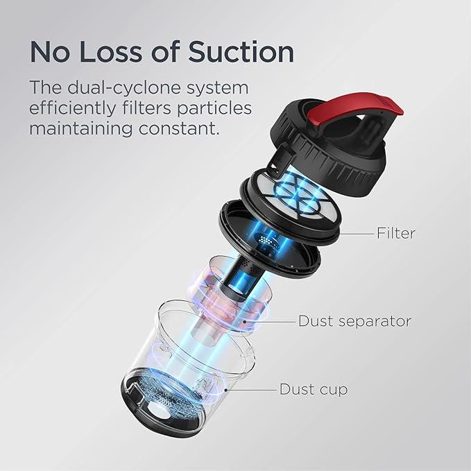 Eureka Bagless Canister Vacuum Cleaner, Lightweight Vac for Carpets and Hard Floors, Red, Whirlwind NEN110D - NeatNest