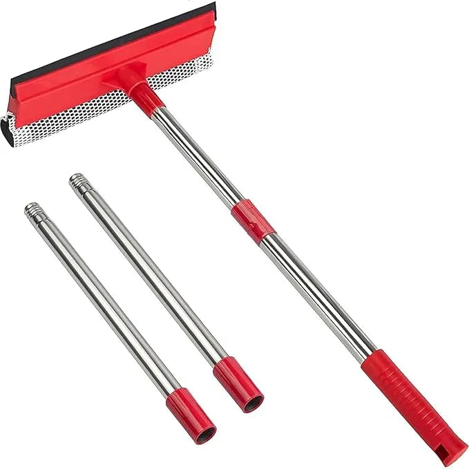 15.9" Window Squeegee for Car,2 in 1 Window Cleaner with Long Stainless Steel Handle,Sponge Car Squeegee for Gas Station, Glass,Shower,Outdoor High Window Cleaning - NeatNest