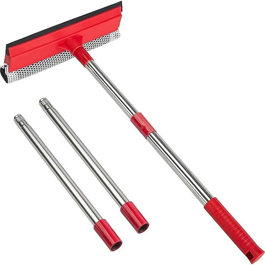 15.9" Window Squeegee for Car,2 in 1 Window Cleaner with Long Stainless Steel Handle,Sponge Car Squeegee for Gas Station, Glass,Shower,Outdoor High Window Cleaning - NeatNest