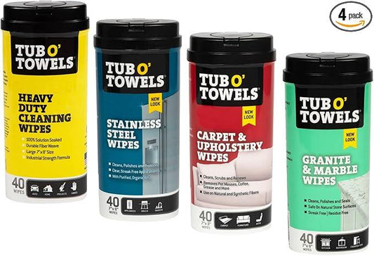 Tub O' Towels Household Cleaning Wipes Variety Pack, 7" x 8", 4-Pack - NeatNest