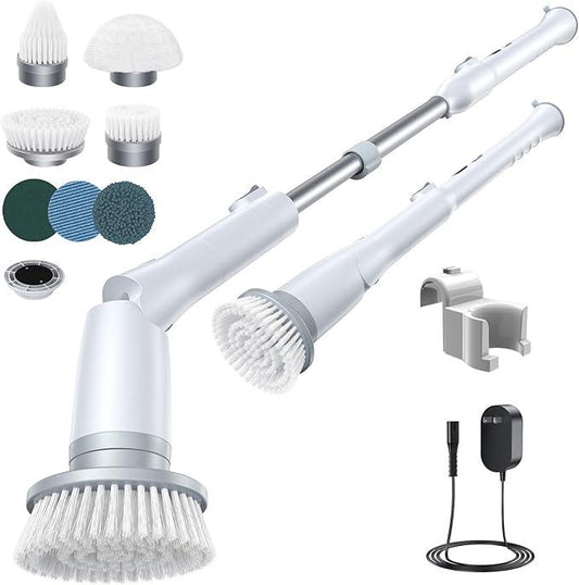 LABIGO Electric Spin Scrubber LA2 Pro, Shower Power Cleaning Brush with Display and 4 Replaceable Heads,2 Adjustable speeds, 3 Extension Handle, for Bathroom Floor Tile - NeatNest