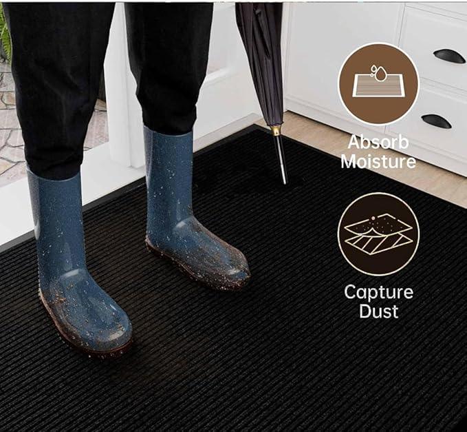SRDDQLC Door Floor Mat Commercial Grade Large Size Heavy Duty Tough Entry Collection Slip Skid Entrance Mat with Rubber Backing Low Profile and Easy to Clean Indoor Outdoor Rug,3x4FT,Black - NeatNest