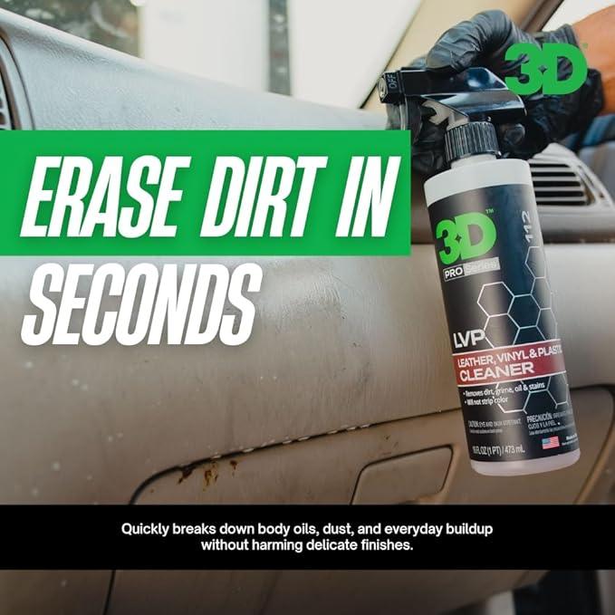 3D LVP Interior Cleaner - Removes Dirt, Grime, Grease, Oil & Stains from Leather, Vinyl & Plastic - Great for Seats, Steering Wheels, Door Panels, Dashboards - Car, Office, Home Use - 1 Gallon - NeatNest