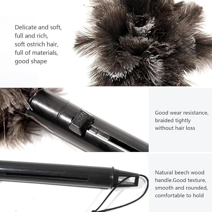 Retractable Ostrich Feather Duster for Cleaning, 15 Inch Fluffy and Natural Feather Duster with Retractable Handle， Reusable Eco-Friendly Handheld Cleaning Supplies(5PCS) - NeatNest