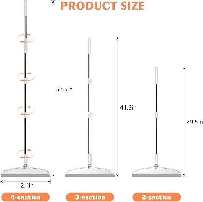Multifunction Magic Broom, 54 Inch Adjustable Long Handle Silicone Floor Squeegee, Sweep and Scrape 2 in 1 Household Cleaning Broom for Floor, Bathrooms, Kitchens, Showers, Pet Hair, Glass,White - NeatNest
