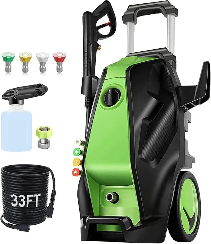 Electric Pressure Washer, 5000 PSI 4.0 GPM Heavy Duty Power Washer with Foam Cannon, 4 Nozzle Tips,33FT Hose and Soap Bottle for Home/Cars/Driveways/Patios/Decks/Fences,Dark Green - NeatNest