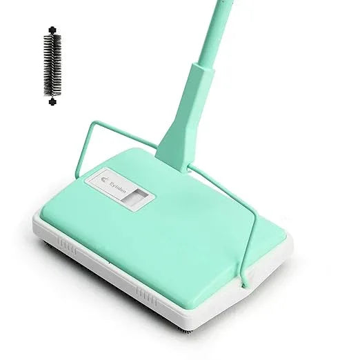 Eyliden X-Large Carpet Sweeper - Quiet Manual Sweeper for Carpets & Rugs | 1 Extra Refill Roller Brush | Non-Electric, Hand Push, Quietly Cleans Debris and Messes, Restaurant Roller Broom (Mint) - NeatNest