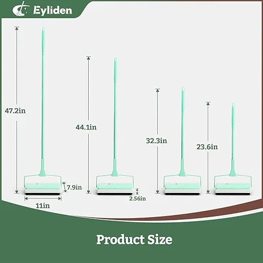 Eyliden X-Large Carpet Sweeper - Quiet Manual Sweeper for Carpets & Rugs | 1 Extra Refill Roller Brush | Non-Electric, Hand Push, Quietly Cleans Debris and Messes, Restaurant Roller Broom (Mint) - NeatNest