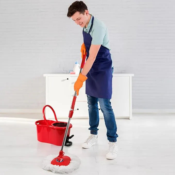Pedal Spin Mop and 7LT Bucket Floor Cleaning System with 3 Extra Microfiber Mop Replacement Refills - Labor-Saving Foot Pressure Spin Mop with Adjustable Stainless Steel Handle for Floor Cleaning - NeatNest