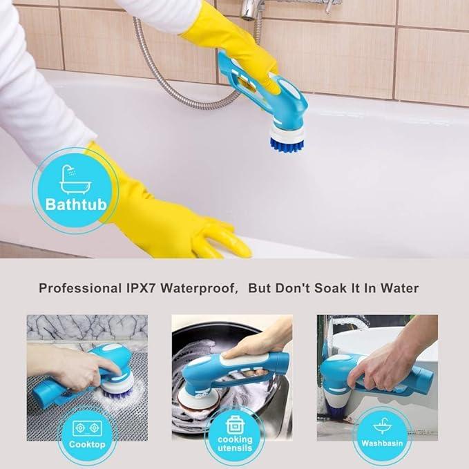 Cordless Power Scrubber for Cleaning Tile/Floor/Sink/Shower/Bathroom/Kitchen - Electric Handheld Scrub Brush with 6 Replaceable Heads, 360° Portable Washing Machine for Car, Wall, Window and Stove Top - NeatNest