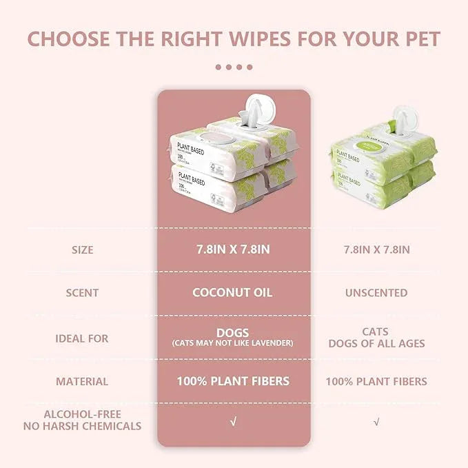 400 PCS Dog Wipes for Paws and Butt Hypoallergenic Pets Cleansing & Deodorizing Anal Gland Hygienic Puppy Wipes for Dogs Face and Body Wipes Cleaning Fur Doggie Wipes Doggy Wipes (Coconut Oil) - NeatNest