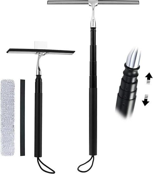 12-51’’ Telescopic Window Squeegee for Home, 2 in 1 Window Cleaning Squeegee Kit, Shower Squeegee for Glass Doors, Outdoor extendable Window Cleaner Tool for Floor Tile Wall Car Windshield - NeatNest