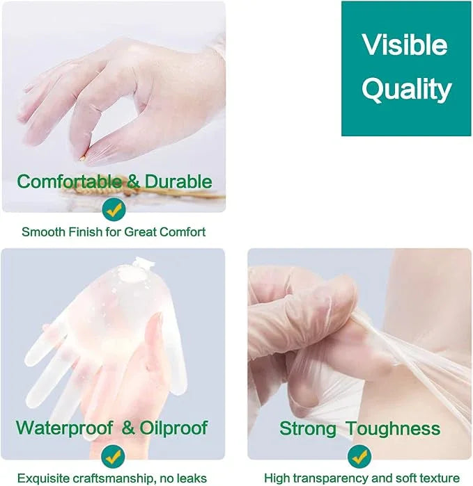 Clear Vinyl Food Safe Disposable Gloves Latex Free Powder Free for Food Prep Handling Cooking Cleaning - NeatNest