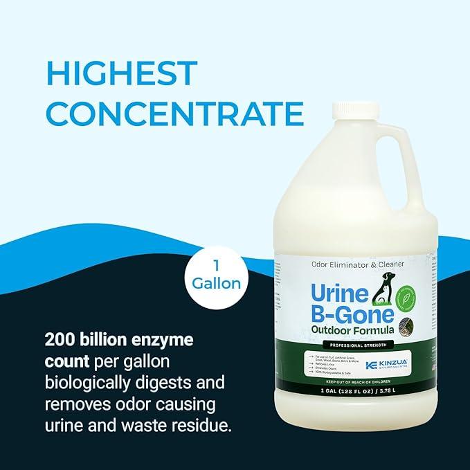 KINZUA ENVIRONMENTAL Urine B-Gone-OD Professional Pet Urine Enzyme Cleaner, Pet Yard Odor Eliminator for Artificial Grass, Concrete & More, 1 Gallon - NeatNest
