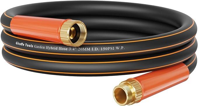Giraffe Tools Garden Hose 12ft x 3/4", Heavy Duty Water Hose, Flexible, Hybrid Lightweight Hose with Swivel Handle, Male to Female Fittings, Burst 600 PSI - NeatNest