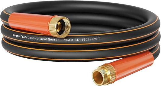Giraffe Tools Garden Hose 12ft x 3/4", Heavy Duty Water Hose, Flexible, Hybrid Lightweight Hose with Swivel Handle, Male to Female Fittings, Burst 600 PSI - NeatNest