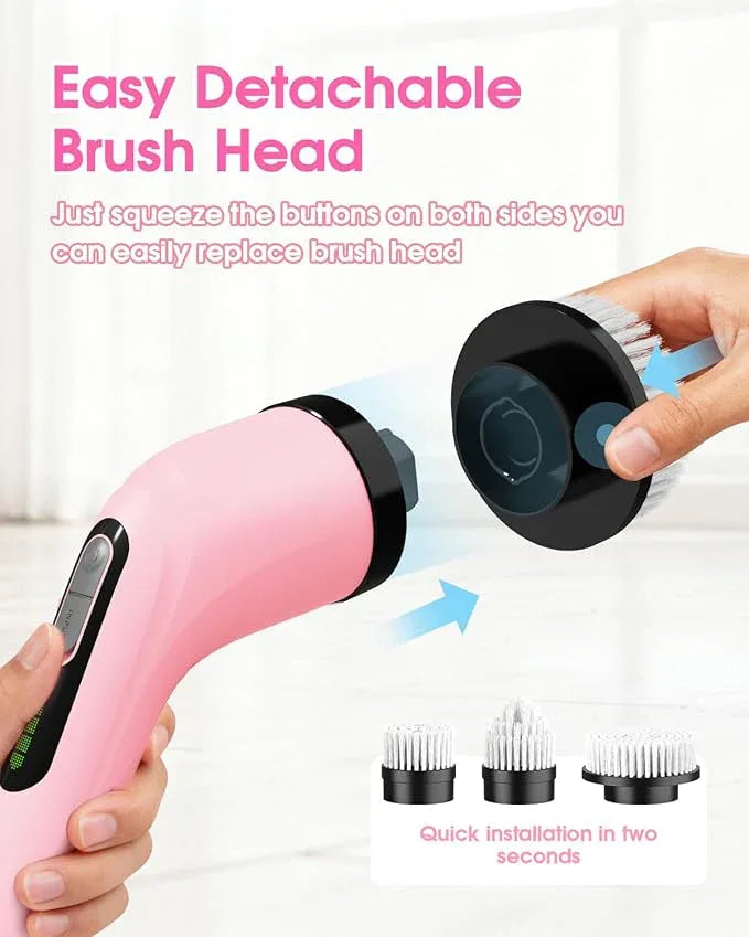 Electric Spin Scrubber for Cleaning Bathroom: Cordless Power Shower Scrubber - Electric Cleaning Brush for Tile Tub - Pink - NeatNest