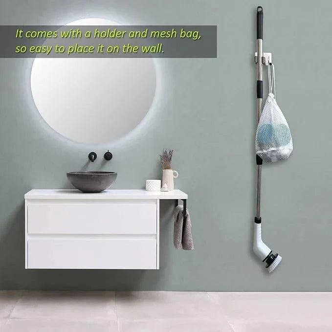 Electric Spin Scrubber, FARI Shower Cleaning Brush with 8 Replaceable Drill Brush Heads, Cordless Power Scrubber with Adjustable Handle Bathroom and Shower Cleaner - NeatNest