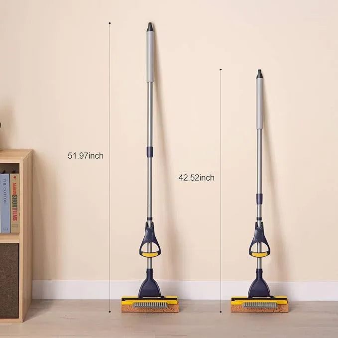 Yocada Sponge Mop Home Commercial Use Tile Floor Bathroom Garage Cleaning Total 3 Sponge Heads Squeegee and Extendable Telescopic Long Handle 42.5 to 52 Inches Easily Dry Wringing Only 3 Heads - NeatNest