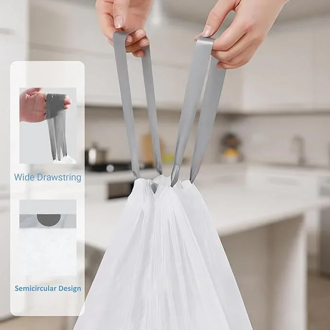 1.6 Gallon Drawstring Trash Bags (200 Count) 1.0 Mils Heavy Duty Small Garbage Bags Fit 4.5-8 Liter 1.2-2 Gal White Trash Bin Liners for Home Office Kitchen Bathroom Bedroom - NeatNest