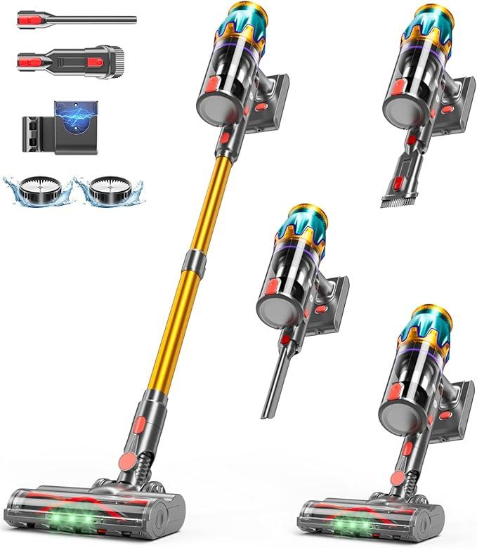 Cordless Vacuum Cleaner, 580W 48KPA 70Mins Vacuum Cleaners for Home, Cordless Stick Vacuum with Touch Screen, Anti-Tangle & Wall Mount Charge, Wireless Vacumm for Home/Pet Hair/Carpets/Floors - NeatNest